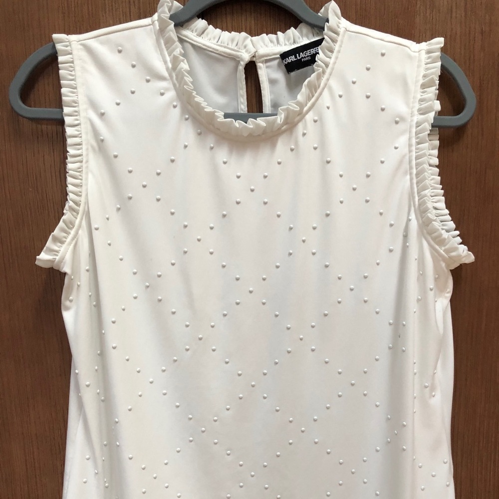 Karl Lagerfeld white beaded dress top.
